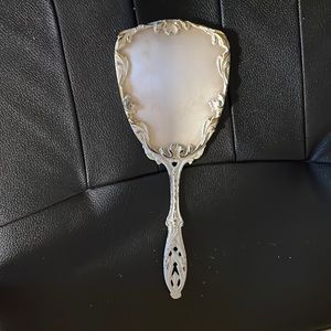 Vintage white pearl gold hand mirror